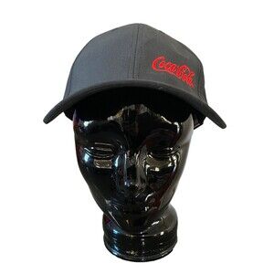 Quake City COCA COLA Hat Cap BLACK Strapback Embroidered UV Moisture Wicking OS
